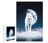 1000 PCS Rompecabezas para Adolescentes White Wolf Under The Winter Moon Rompecabezas para Adultos Regalos De Cumpleaños Juego Familiar Apto para Personas De 14 Años En Adelante 1000 PCS