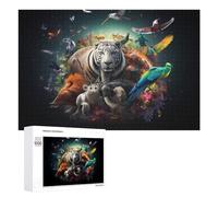 1000 PCS Rompecabezas para Adolescentes Wildlife Symphony A Vibrant Gathering of Nature's Creatures Rompecabezas para Adultos Juego Práctico Desafío Difícil Cumpleaños Y Navidad 1