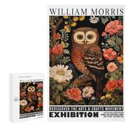1000 PCS Rompecabezas para Adolescentes William Morris Owl Floral Exhibition Rompecabezas para Adultos Juego Práctico Difícil Difícil Único Cumpleaños Y Regalos 1000 PCS