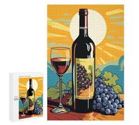 1000 PCS Rompecabezas para Adolescentes Wine Bottle and Grapes Rompecabezas para Adultos Regalos De Cumpleaños Juego Familiar Apto para Personas De 14 Años En Adelante 1000 PCS