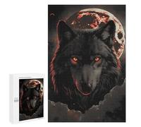 1000 PCS Rompecabezas para Adolescentes Wolf Dark Moon Red Clouds Rompecabezas para Adultos Juegos Familiares Desafío Difícil Ayuda A Ejercitar El Cerebro 1000 PCS