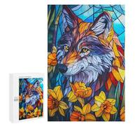 1000 PCS Rompecabezas para Adolescentes Wolf Stained Glass Rompecabezas para Adultos Juego Práctico Difícil Interacción Entre Padres E Hijos 1000 PCS