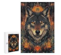 1000 PCS Rompecabezas para Adolescentes Wolf with Golden Eyes Geometric Style Rompecabezas para Adultos Juegos Divertidos Regalo De Cumpleaños Cumpleaños Y Navidad 1000 PCS