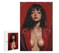 1000 PCS Rompecabezas para Adolescentes Woman in Red Leather Jacket Rompecabezas para Adultos Juegos De Relajación Decoración De Pared Ayuda A Ejercitar El Cerebro 1000 PCS