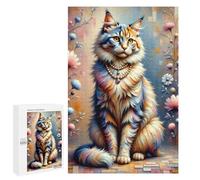 1000 PCS Rompecabezas Para Adultos A Stylized, Realistically Detailed Image of A Fluffy Cat Sitting Upright, Wearing A Luxuri Rompecabezas Para Adultos Juguetes De Bricolaje Corte De Precisión Regalos