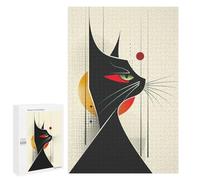 1000 PCS Rompecabezas para Adultos Abstract Black Cat Vector Portrait with Red Eyes Rompecabezas para Adultos Juguetes De Bricolaje Decoración del Hogar Difíciles Y Desafiantes 1000 PCS