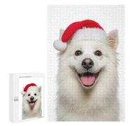 1000 PCS Rompecabezas para Adultos American Eskimo Dog with Santa Hat Portrait Rompecabezas para Adultos Juegos Divertidos Alivia El Estrés Desafiante De Completar 1000 PCS