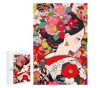 1000 PCS Rompecabezas para Adultos Anime Girl Kimono Flowers Juego Familiar De Rompecabezas Análisis Y Lógica Interacción Entre Padres E Hijos 1000 PCS