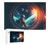 1000 PCS Rompecabezas para Adultos Astronaut Gazing out of Space Station Window Rompecabezas Juguetes Antiestrés Regalos para Mujeres Difíciles Y Desafiantes 1000 PCS
