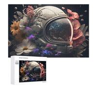1000 PCS Rompecabezas para Adultos Astronaut Helmet Amidst Flowers Rompecabezas para Adultos Juegos De Relajación Regalo De Cumpleaños Cumpleaños Y Navidad 1000 PCS