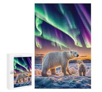 1000 PCS Rompecabezas para Adultos Aurora Over Polar Bears Rompecabezas para Adultos Juego De Ingenio Pero Divertidos Y Regalos Humorísticos para Amigos Y Familiares 1000 PCS
