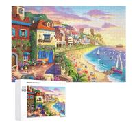 1000 PCS Rompecabezas para Adultos Beachside Village Sunset Scene Rompecabezas para Adultos Juguete Decoración De Pared Pero Divertido Y Humorístico Desafiante De Completar 1000 PCS