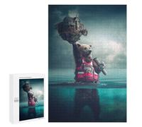 1000 PCS Rompecabezas para Adultos Bear Floating Island Life Jacket Rompecabezas para Adultos Juego De Ingenio Pero Divertidos Y Regalos Humorísticos para Amigos Y Familiares 1000 PCS