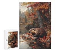 1000 PCS Rompecabezas para Adultos Beaver in Autumn Forest Rompecabezas para Adultos Juego De Ingenio Pero Divertidos Y Regalos Humorísticos para Amigos Y Familiares 1000 PCS