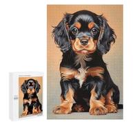 1000 PCS Rompecabezas para Adultos Black and Tan Cavalier King Charles Spaniel Puppy Rompecabezas para Adultos Juguetes Antiestrés Una Obra De Arte Difícil Y Desafiante 1000 PCS
