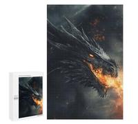 1000 PCS Rompecabezas para Adultos Black Fire Dragon Rompecabezas para Adultos Juegos De Relajación Regalos para Mujeres Regalos De Cumpleaños 1000 PCS