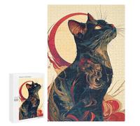 1000 PCS Rompecabezas para Adultos Black Japanese Cute Cat Rompecabezas para Adultos Juguete Decoración De Pared Mejora Los Recuerdos Regalos para Amigos Y Familiares 1000 PCS