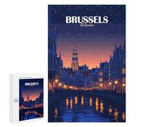 1000 PCS Rompecabezas para Adultos Brussels Belgium Night Cityscape Art Rompecabezas para Adultos Juegos Divertidos Vacaciones En Casa Matar El Tiempo Regalos De Cumpleaños Y Únicos 1000 PCS