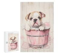 1000 PCS Rompecabezas para Adultos Bulldog Puppy in Pink Tub Rompecabezas para Adultos Juegos De Relajación Regalos para Mujeres Regalos De Cumpleaños 1000 PCS