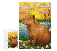 1000 PCS Rompecabezas para Adultos Capybara by The Lake at Sunset Juego Familiar De Rompecabezas Análisis Y Lógica Interacción Entre Padres E Hijos 1000 PCS