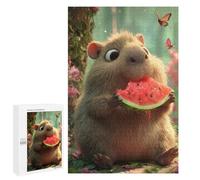 1000 PCS Rompecabezas para Adultos Capybara Eating Watermelon in A Forest Rompecabezas para Adultos Juguete Decoración De Pared Mejora Los Recuerdos Regalos para Amigos Y Familiares 1000 PCS