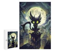 1000 PCS Rompecabezas para Adultos Cartoon Cat on Skyscraper at Night Rompecabezas para Adultos Juegos Relajantes Corte De Precisión Cumpleaños Y Navidad 1000 PCS