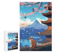 1000 PCS Rompecabezas para Adultos Cat Cherry Blossoms Rompecabezas para Adultos Juegos Relajantes Corte De Precisión Cumpleaños Y Navidad 1000 PCS