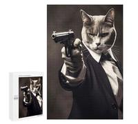 1000 PCS Rompecabezas para Adultos Cat Secret Agent Rompecabezas para Adultos Juguete Decoración De Pared Mejora Los Recuerdos Regalos para Amigos Y Familiares 1000 PCS