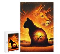 1000 PCS Rompecabezas para Adultos Cat Silhouette Lion Sunset Rompecabezas para Adultos Juego De Ingenio Pero Divertido Y Humorístico Actividades Divertidas En Casa, 1000 PCS