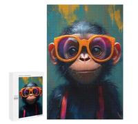 1000 PCS Rompecabezas para Adultos Chimp with Sunglasses Rompecabezas para Adultos Juguetes Antiestrés Una Obra De Arte Difícil Y Desafiante 1000 PCS