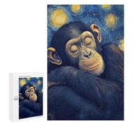 1000 PCS Rompecabezas para Adultos Chimpanzee Starry Night Rompecabezas para Adultos Juegos De Relajación Regalos para Mujeres Regalos De Cumpleaños 1000 PCS
