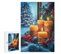 1000 PCS Rompecabezas para Adultos Christmas Candles & Evergreen Rompecabezas para Adultos Juguetes Antiestrés Una Obra De Arte Difícil Y Desafiante 1000 PCS