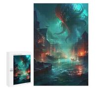 1000 PCS Rompecabezas para Adultos City Under Siege by Sea Monster Rompecabezas para Adultos Juguetes Antiestrés Una Obra De Arte Difícil Y Desafiante 1000 PCS