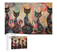 1000 PCS Rompecabezas para Adultos Colorful Abstract Cat Art Print Rompecabezas para Adultos Juguetes Antiestrés Decoración del Hogar Cumpleaños Y Navidad 1000 PCS
