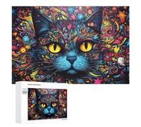 1000 PCS Rompecabezas para Adultos Colorful Abstract Cat Artwork Rompecabezas para Adultos Juegos De Relajación Regalo De Cumpleaños Cumpleaños Y Navidad 1000 PCS