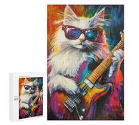 1000 PCS Rompecabezas para Adultos Colorful Cat Guitar Painting -1 Rompecabezas para Adolescentes: Mejora La Memoria. Cada Pieza Es Única. Juguetes Y Juegos Educativos 1000 PCS