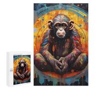 1000 PCS Rompecabezas para Adultos Colorful Chimpanzee Portrait -4 Rompecabezas para Adultos Juegos De Relajación Regalo De Cumpleaños Cumpleaños Y Navidad 1000 PCS