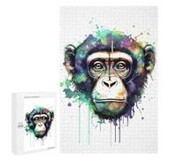 1000 PCS Rompecabezas para Adultos Colorful Chimpanzee Portrait Art Print Juego Familiar De Rompecabezas Análisis Y Lógica Interacción Entre Padres E Hijos 1000 PCS