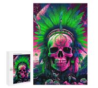 1000 PCS Rompecabezas para adultos Colorido Calavera Pluma Headdress Art Puzzle para Adultos Juguetes Decoración de Pared Pero Divertido Y Humorístico Desafiante Para Resolver 1000 PCS