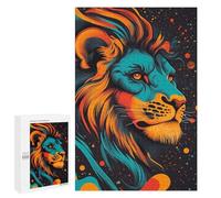 1000 PCS Rompecabezas para Adultos Cosmic Lion Portrait Neon Jungle King Lion Portrait Rompecabezas para Adultos Juguete Decoración De Pared Mejora Los Recuerdos Regalos para Amigos Y Familiares 100