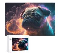1000 PCS Rompecabezas para Adultos Cosmic Pug Portrait Rompecabezas para Adultos Juegos De Relajación Regalo De Cumpleaños Cumpleaños Y Navidad 1000 PCS