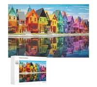 1000 PCS Rompecabezas para Adultos Crystal Rainbow Houses Rompecabezas para Adultos Juegos Familiares Regalos para Mujeres 1000 PCS