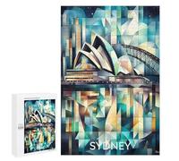 1000 PCS Rompecabezas Para Adultos Cubist Sydney Skyline with Opera House And Harbour Bridge Rompecabezas Para Adultos Juego De Ingenio Pero Divertido Y Humorístico Actividades Divertidas En Casa, 100