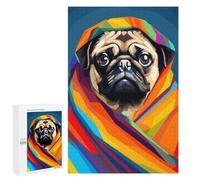 1000 PCS Rompecabezas para Adultos Cute Blanket Pug Pixel Art Rompecabezas para Adultos Juegos De Relajación Regalos para Mujeres Regalos De Cumpleaños 1000 PCS