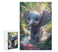 1000 PCS Rompecabezas para Adultos Cute Elephant in Jungle Stream Rompecabezas para Adultos Juegos Relajantes Corte De Precisión Cumpleaños Y Navidad 1000 PCS