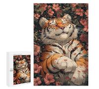 1000 PCS Rompecabezas para Adultos Cute Tiger Sleeping Sakura Rompecabezas para Adultos Juegos De Relajación Regalos para Mujeres Regalos De Cumpleaños 1000 PCS