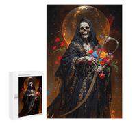 1000 PCS Rompecabezas para Adultos Death, Santa Muerte with Roses Rompecabezas para Adultos Juegos Divertidos Vacaciones En Casa Matar El Tiempo Regalos De Cumpleaños Y Únicos 1000 PCS
