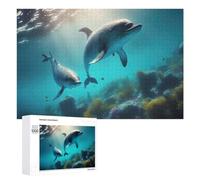 1000 PCS Rompecabezas para Adultos Dolphins Swimming in Coral Reef Rompecabezas para Adultos Juguetes Antiestrés Decoración del Hogar Cumpleaños Y Navidad 1000 PCS