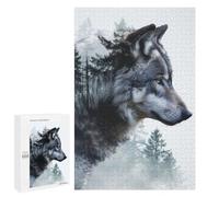 1000 PCS Rompecabezas para Adultos Double Exposure Wolf Juego Familiar De Rompecabezas Análisis Y Lógica Interacción Entre Padres E Hijos 1000 PCS