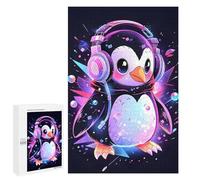 1000 PCS Rompecabezas para Adultos Elegant Penguin Headphones Rompecabezas para Adultos Juegos De Relajación Regalos para Mujeres Regalos De Cumpleaños 1000 PCS
